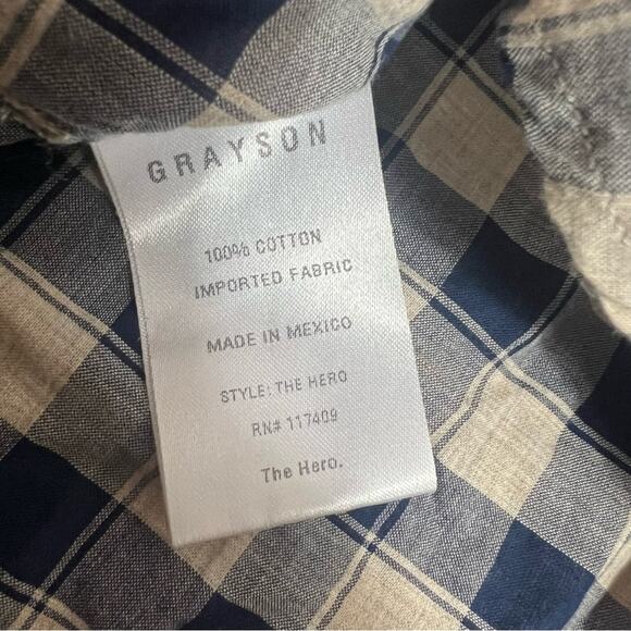 Grayson The Hero Tissue Cotton Button-Up Shirt Check Sz S - Picture 5 of 7